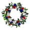 22" Red, White & Blue Floral Wreath With Berries